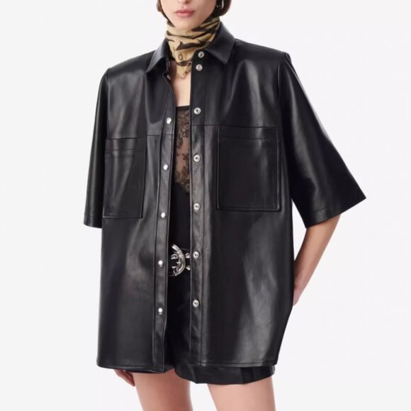 NWT IRO Moha Leather Overshirt Jacket Black Noir French - Picture 4 of 14